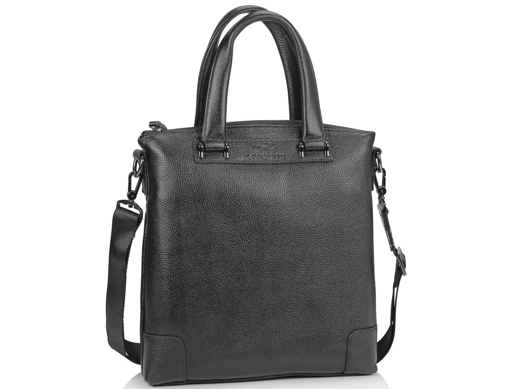 Шкіряна чорна сумка чоловіча з ручками Tiding Bag M38-9160-1A - Фотографія № 1 Шкіряна чорна сумка чоловіча з ручками Tiding Bag M38-9160-1A - Фотографія № 1