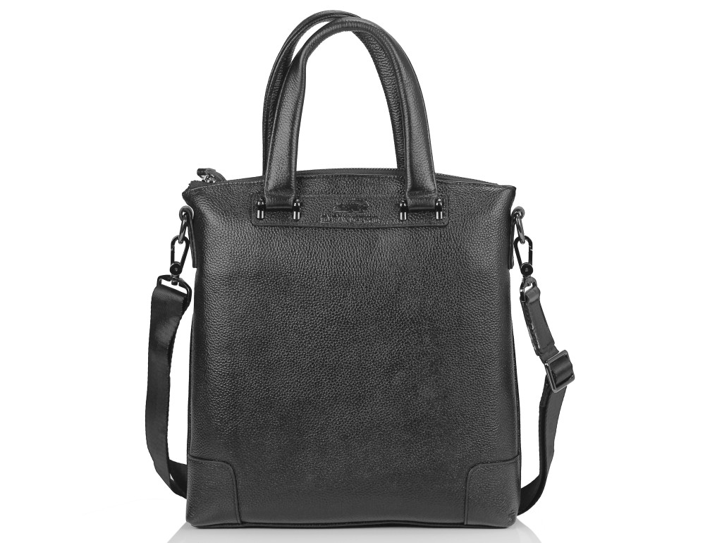 Шкіряна чорна сумка чоловіча з ручками Tiding Bag M38-9160-1A - Фотографія № 5