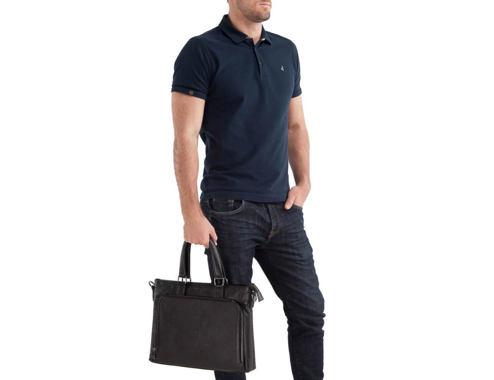 Мужская повседневная сумка зернистая натуральная кожа Tiding Bag M38-9177-2A - Фото № 4