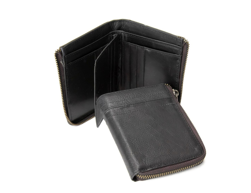 Невеликий чорний портмоне на блискавці Tiding Bag M39-9600A - Фотографія № 2