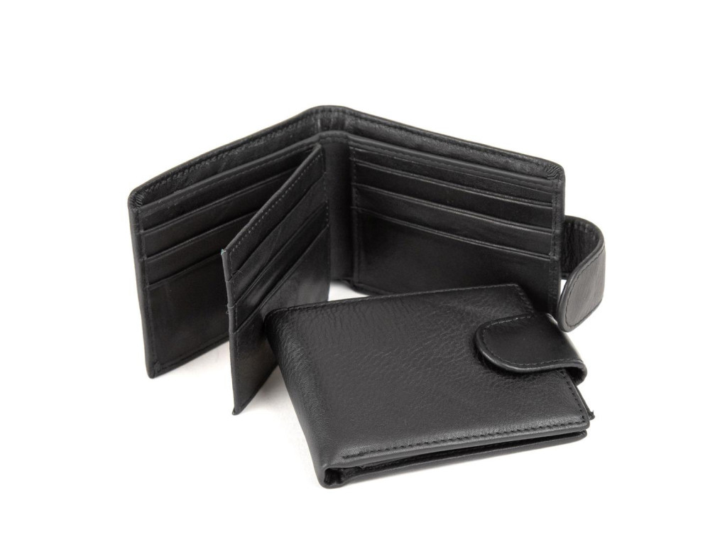 Чоловіче шкіряне чорне портмоне з кнопкою Tiding Bag M39-9923-1FRA - Фотографія № 2