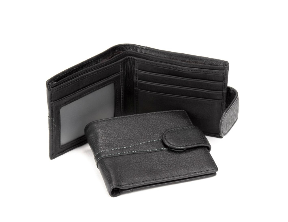 Портмоне з натуральної шкіри чорне Tiding Bag M39-GR6003A - Фотографія № 2