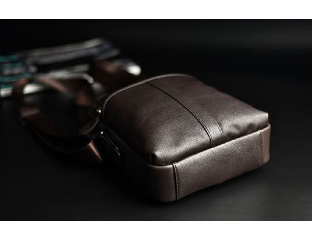 Мужская кожаная сумка через плечо на молнии Tiding Bag M47-21109-1C - Фото № 3