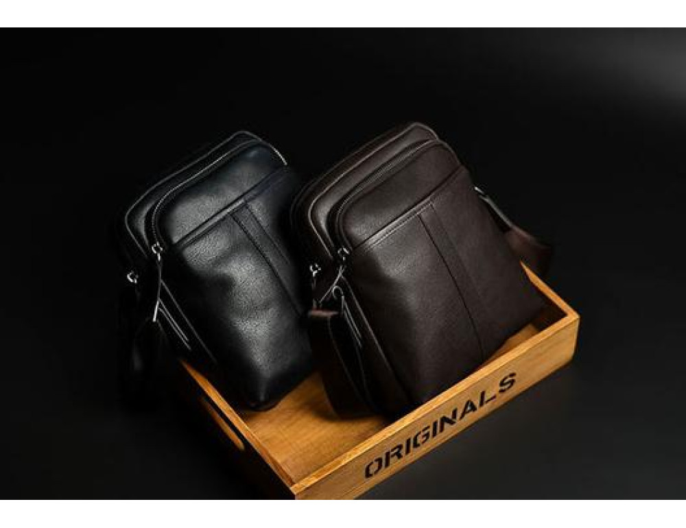 Мужская кожаная сумка через плечо на молнии Tiding Bag M47-21109-1C - Фото № 4