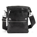Чёрный кожаный мессенджер с клапаном Tiding Bag M56-2056A - Фото № 102