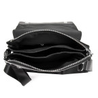 Чёрный кожаный мессенджер с клапаном Tiding Bag M56-2056A - Фото № 105