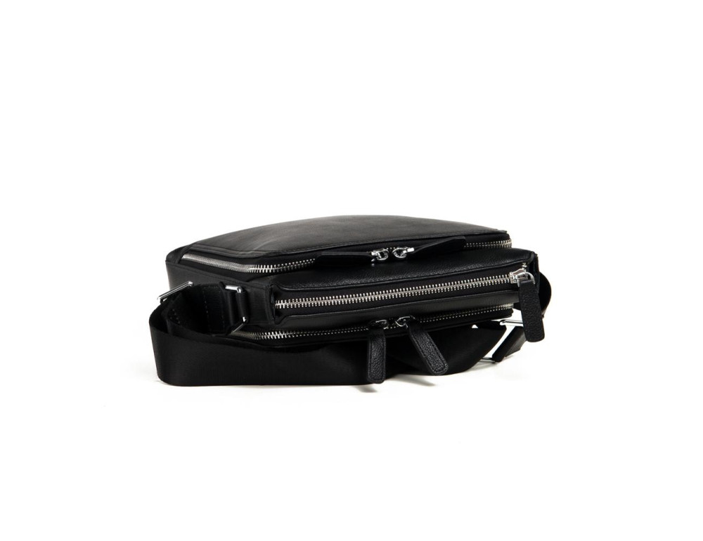 Ділова класична чоловіча сумка через плече чорна шкіра Tiding Bag M664-1A - Фотографія № 4
