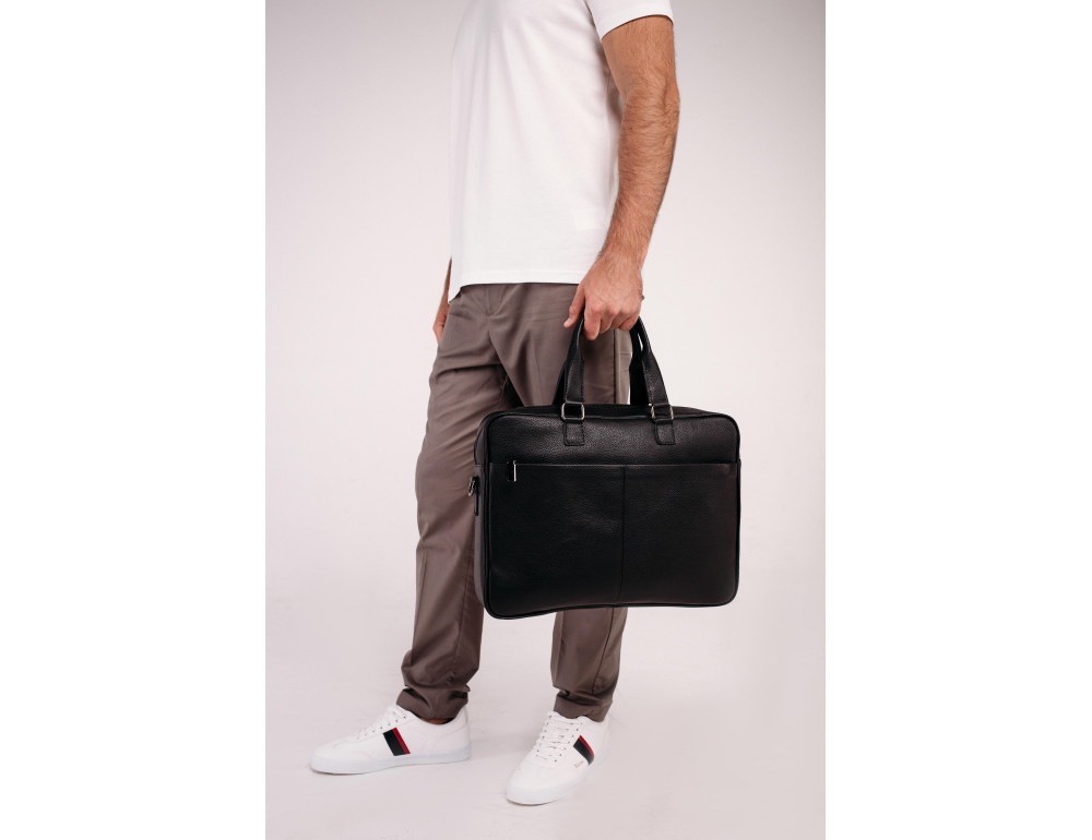 Сумка-портфель мужская кожаная для ноутбука и документов Tiding Bag M8018A - Фото № 4