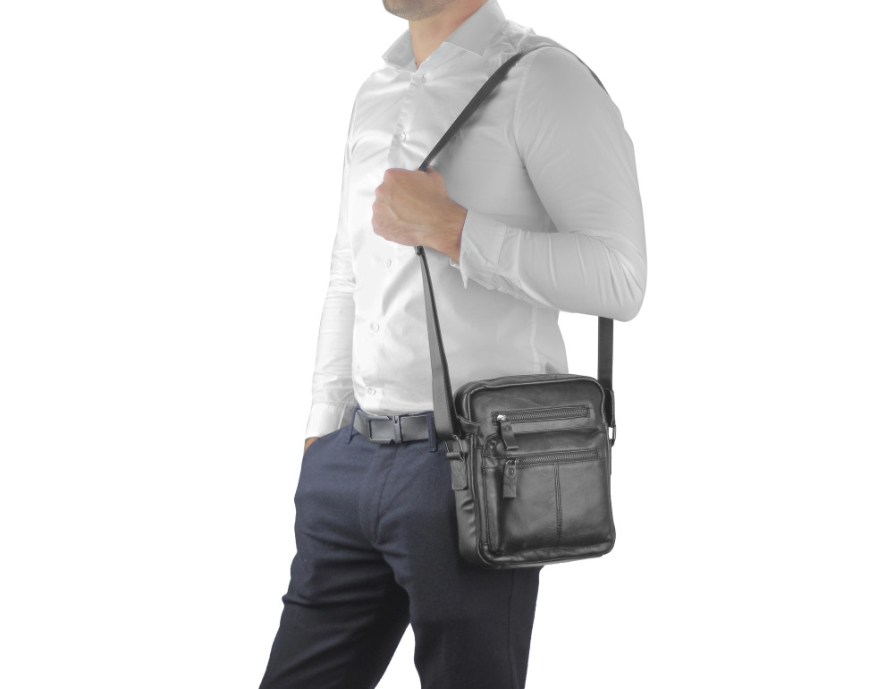 Черная мужская сумка-мессенджер Tiding Bag N2-0015A - Фото № 6