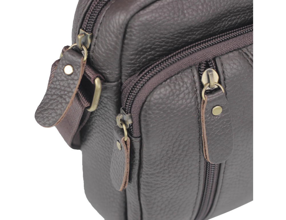 Чоловічі шкіряні сумки коричневі через плече Tiding Bag N2-1008DB - Фотографія № 2