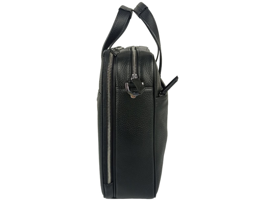 Сумка для ноутбука кожаная мужская черная Tiding Bag N2-1010A - Фото № 5