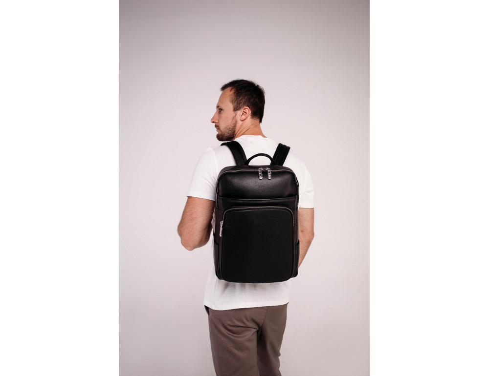 Мужской кожаный рюкзак черного цвета Tiding Bag N2-191116-3A - Фото № 11