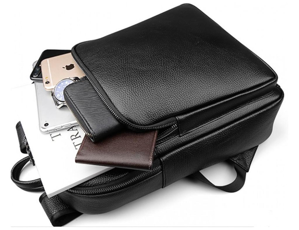 Мужской кожаный рюкзак черного цвета Tiding Bag N2-191116-3A - Фото № 6