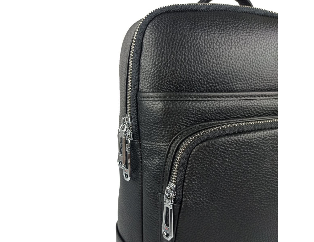 Мужской кожаный рюкзак черного цвета Tiding Bag N2-191116-3A - Фото № 9