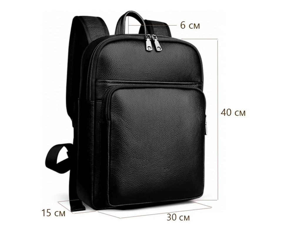 Мужской кожаный рюкзак черного цвета Tiding Bag N2-191116-3A - Фото № 10