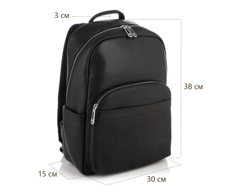 Чоловічий шкіряний рюкзак чорного кольору Tiding Bag N2-201218-3A - Фотографія № 6