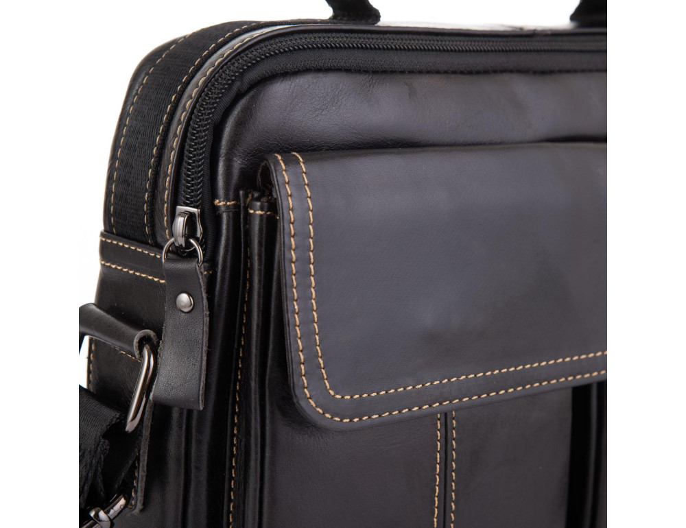 Горизонтальный кожаный мессенджер Tiding Bag N2-403DB - Фото № 4