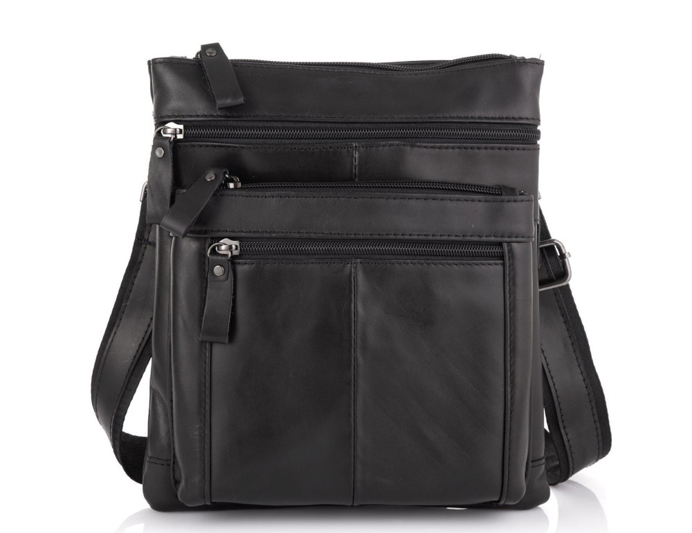 Чорна чоловіча шкіряна сумка через плече Tiding Bag N2-8011A - Фотографія № 3