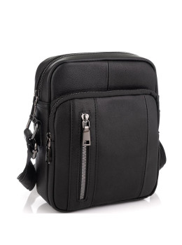 Чоловіча сумка через плече чорна із натуральної шкіри Tiding Bag N2-9801-1A