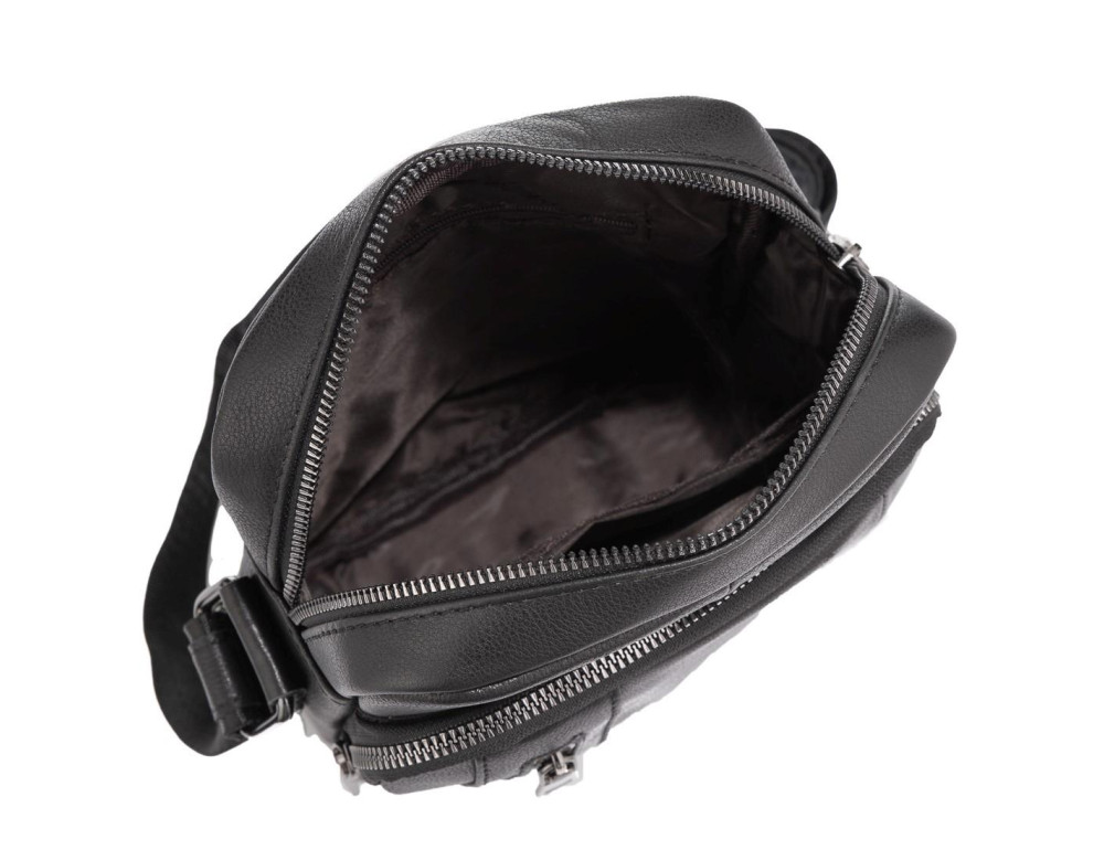 Чоловіча сумка через плече чорна із натуральної шкіри Tiding Bag N2-9801-1A - Фотографія № 2