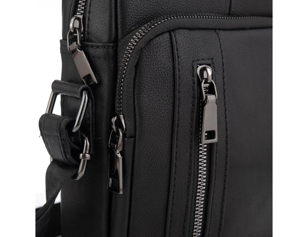 Чоловіча сумка через плече чорна із натуральної шкіри Tiding Bag N2-9801-1A - Фотографія № 3