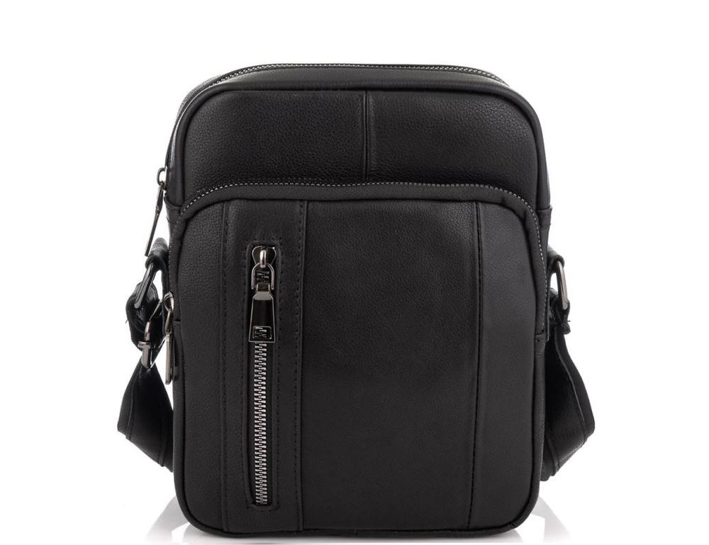 Чоловіча сумка через плече чорна із натуральної шкіри Tiding Bag N2-9801-1A - Фотографія № 5