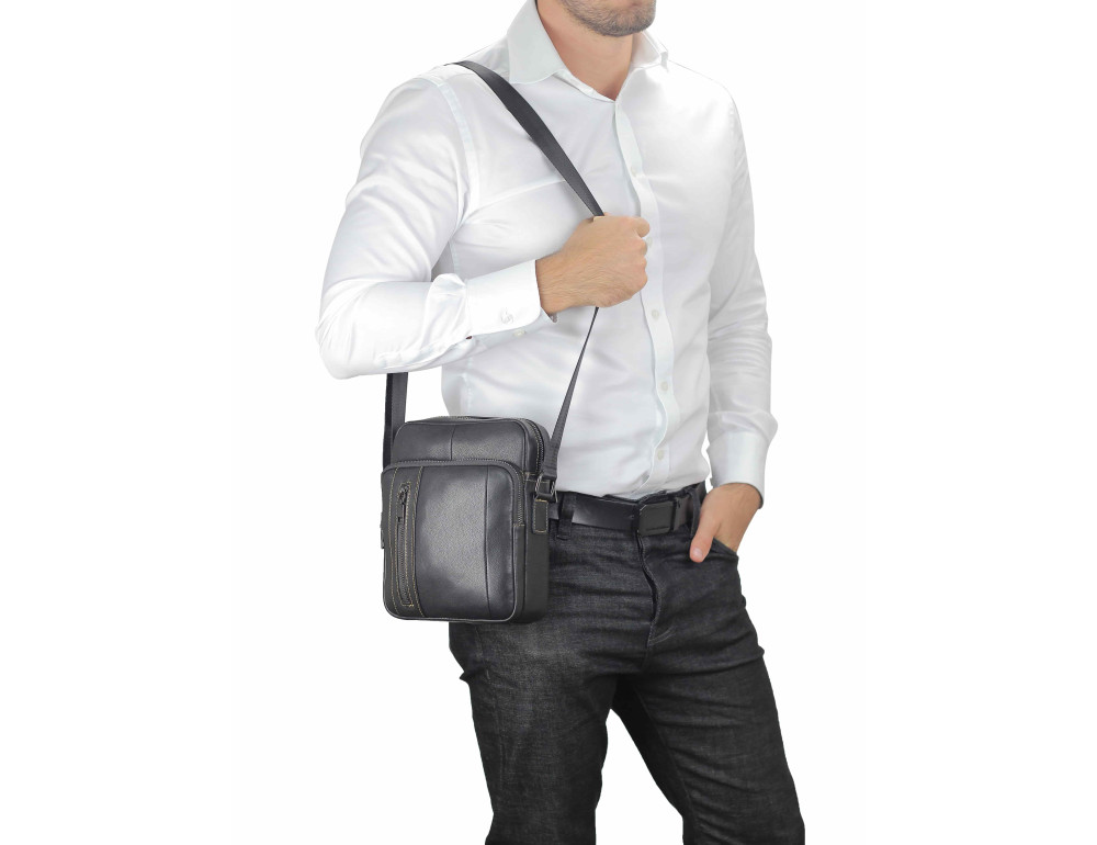 Чоловіча сумка через плече із натуральної шкіри Tiding Bag N2-9801A - Фотографія № 2