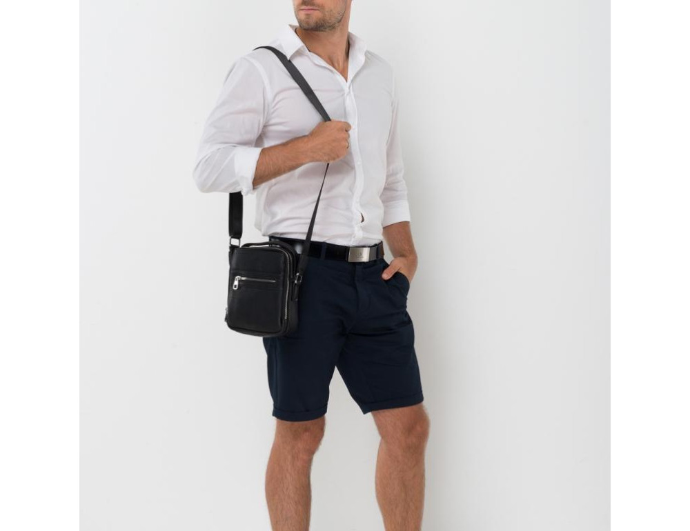 Сумка-барсетка мужская кожаная через плечо Tiding Bag NA50-190-1A - Фото № 4
