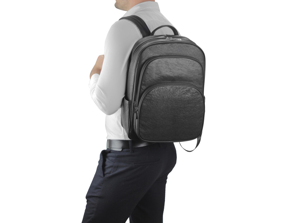 Кожаный черный мужской рюкзак Tiding Bag NM11-166A - Фото № 2