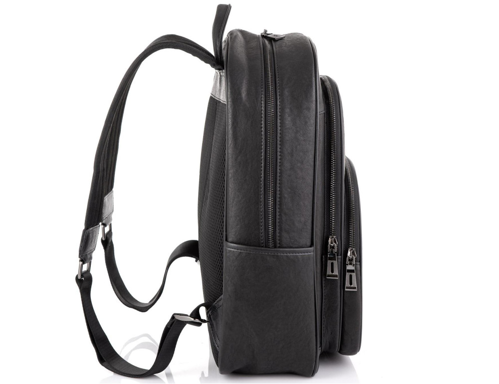 Кожаный черный мужской рюкзак Tiding Bag NM11-166A - Фото № 5