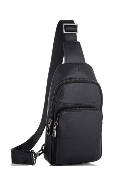 Мужской черный кожаный слинг Tiding Bag NM11-7526A