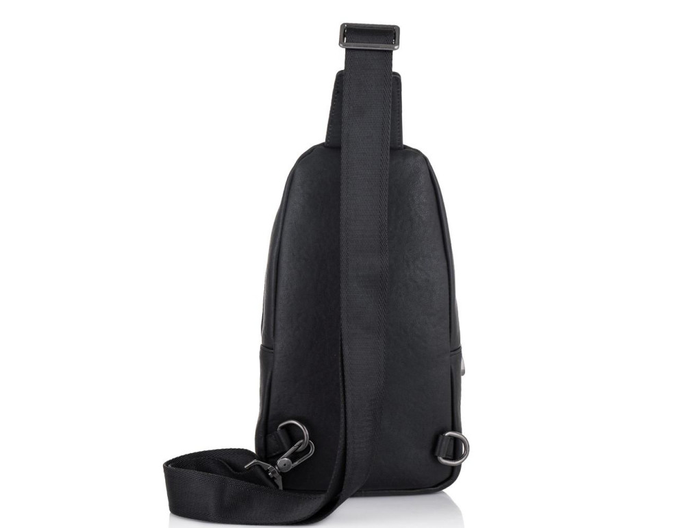 Мужской черный кожаный слинг Tiding Bag NM11-7526A - Фото № 3