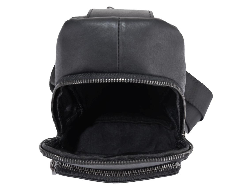 Мужской черный кожаный слинг Tiding Bag NM11-7526A - Фото № 4