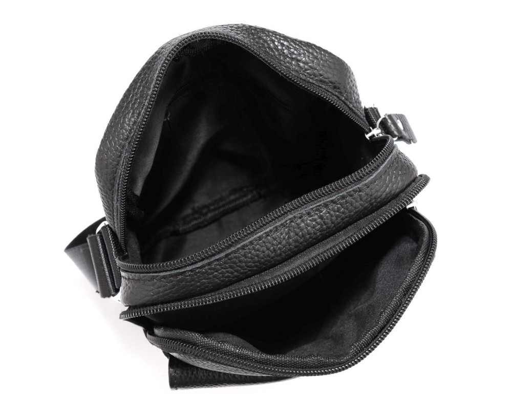 Мужская кожаная сумка черная через плечо Tiding Bag NM20-1812A - Фото № 3