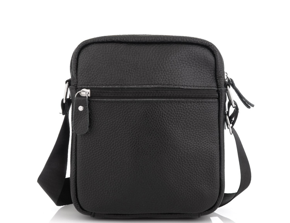 Мужская кожаная сумка черная через плечо Tiding Bag NM20-1812A - Фото № 4