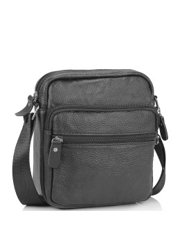 Невелика шкіряна сумка через плече чорна Tiding Bag NM20-2610A