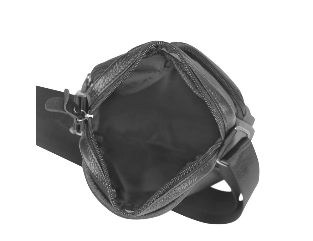 Невелика шкіряна сумка через плече чорна Tiding Bag NM20-2610A - Фотографія № 3
