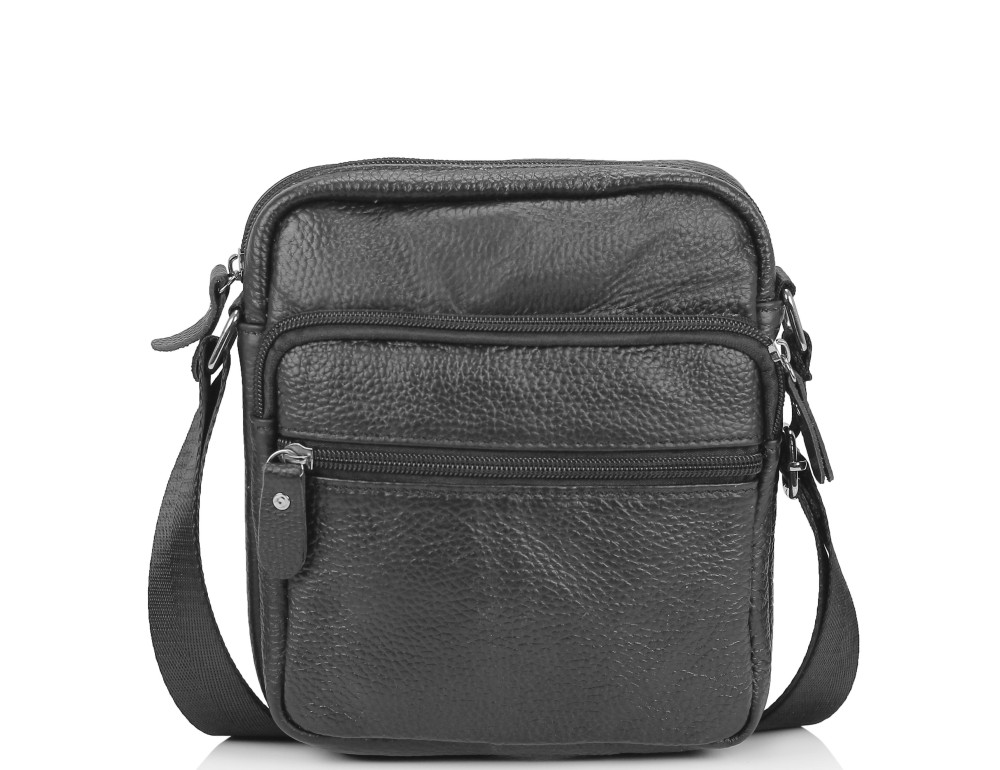 Невелика шкіряна сумка через плече чорна Tiding Bag NM20-2610A - Фотографія № 5