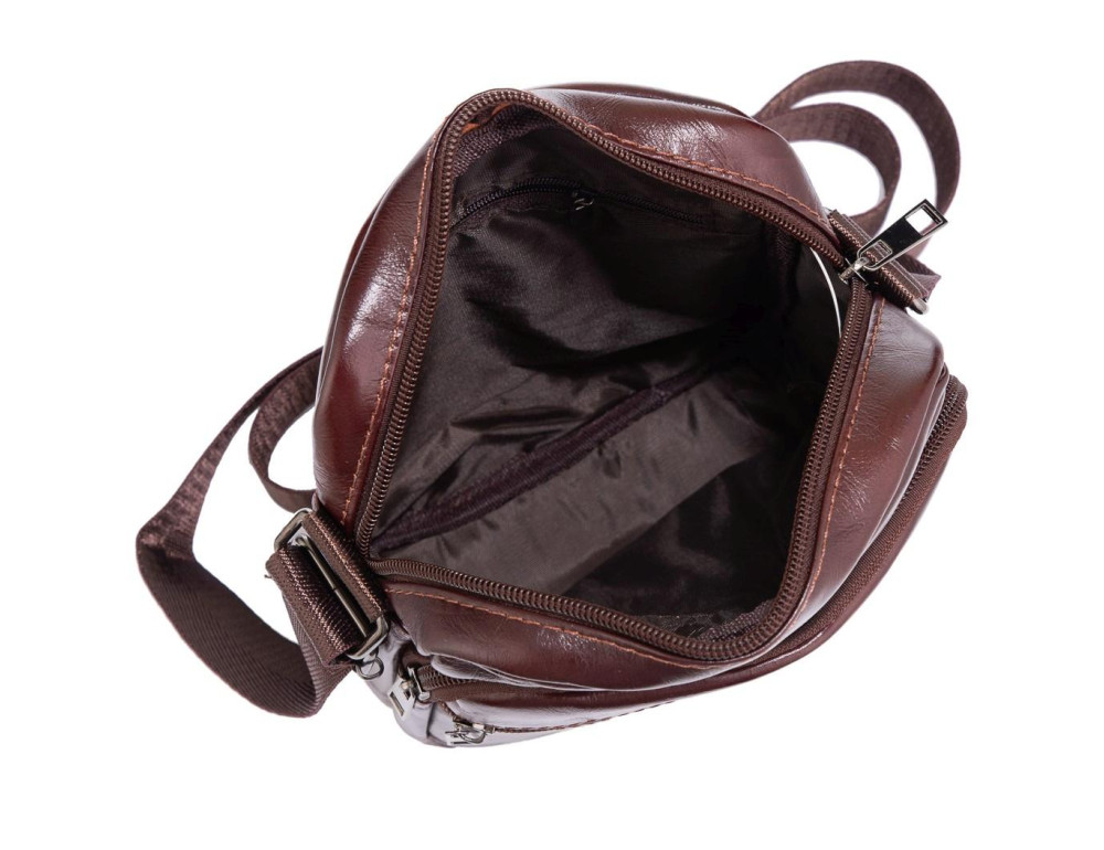 Шкіряна чоловіча сумка через плече коричнева Tiding Bag NM20-2610C - Фотографія № 3