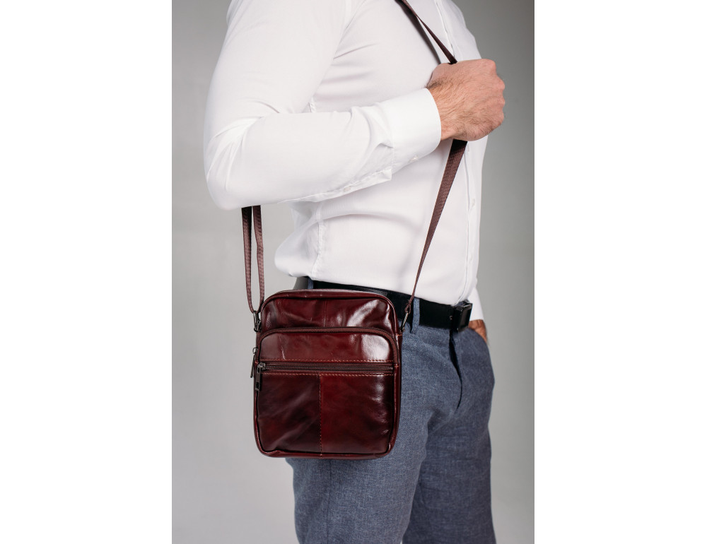 Шкіряна чоловіча сумка через плече коричнева Tiding Bag NM20-2610C - Фотографія № 6