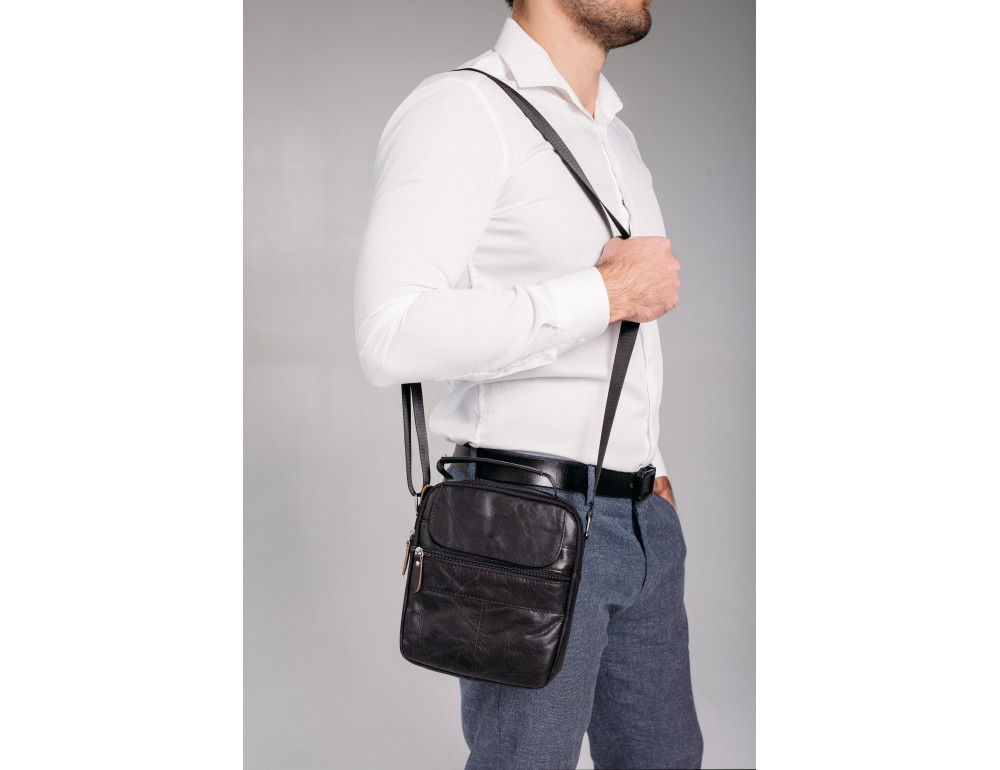 Черная мужская сумка-мессенджер Tiding Bag NM20-6021A - Фото № 6