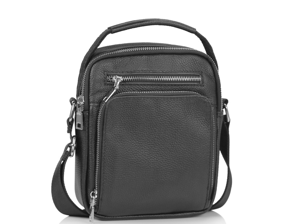 Мужская сумка через плечо черная с ручкой Tiding Bag NM23-2304A - Фото № 1 Мужская сумка через плечо черная с ручкой Tiding Bag NM23-2304A - Фото № 1