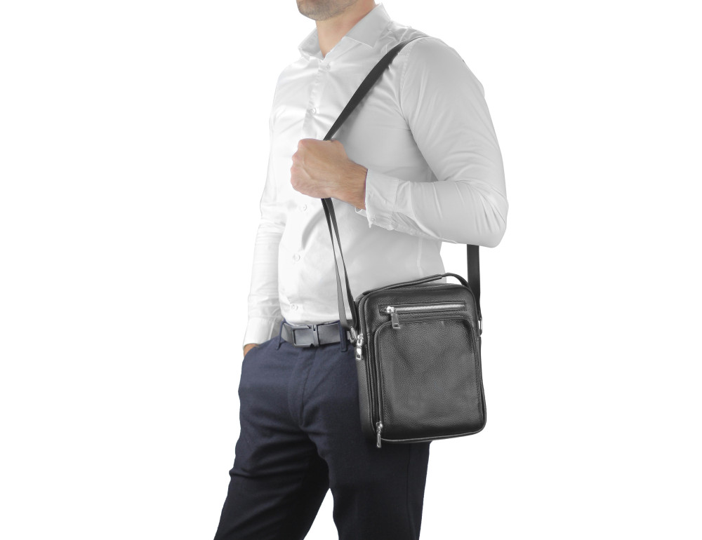 Чоловіча сумка-месенджер через чорне плече Tiding Bag NM23-2305A - Фотографія № 4