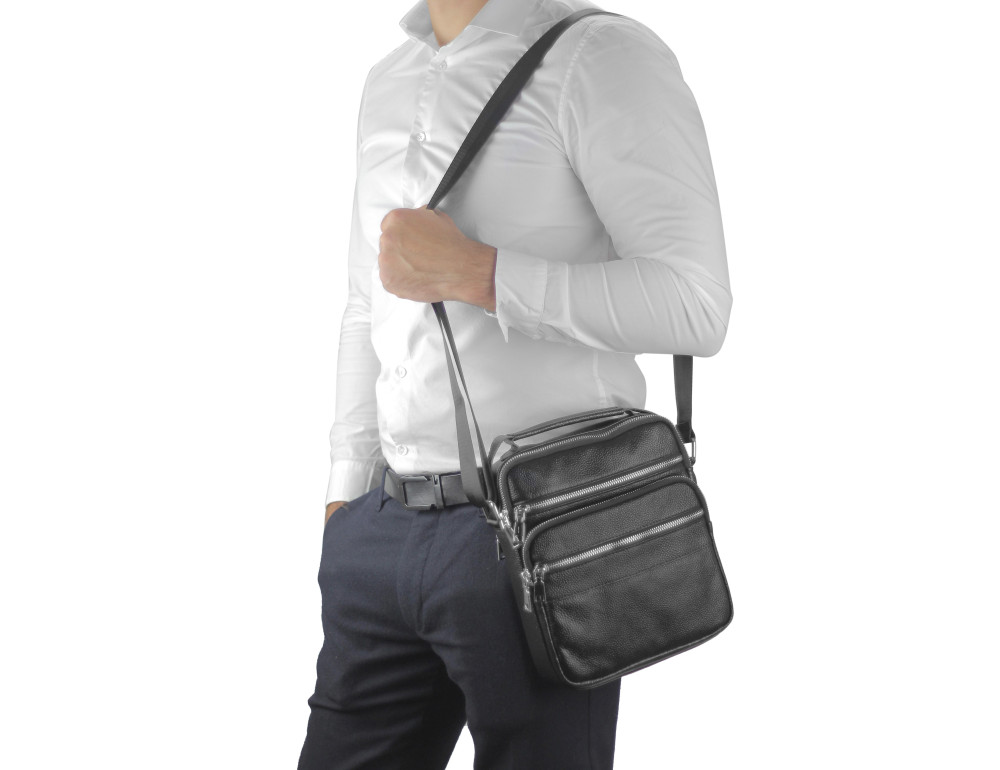 Мужская кожаная сумка через плечо мессенджер Tiding Bag NM23-2306A - Фото № 6