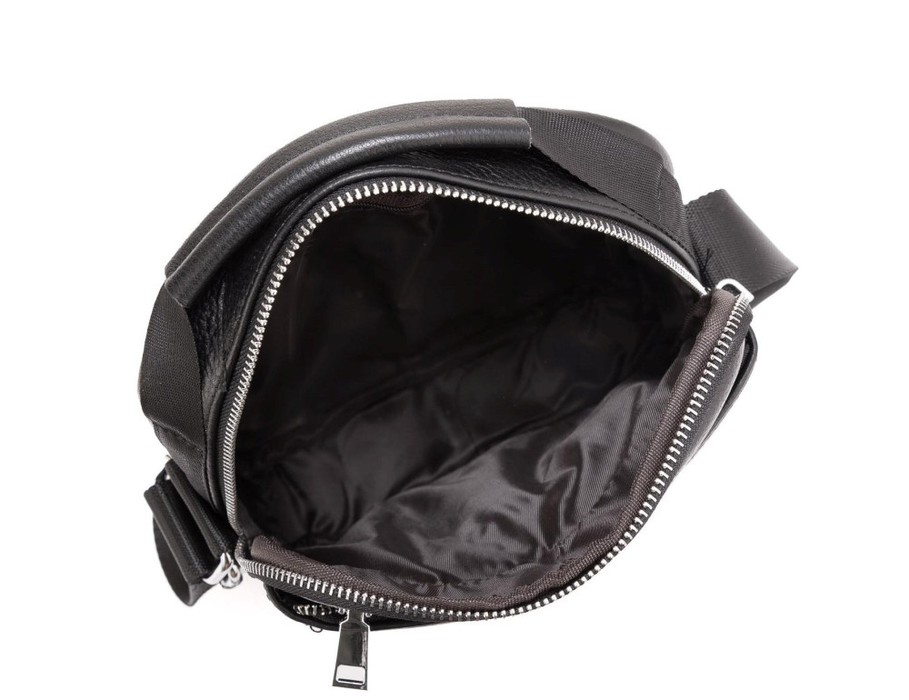 Мужская черная кожаная сумка через плечо Tiding Bag NM23-6013A - Фото № 2