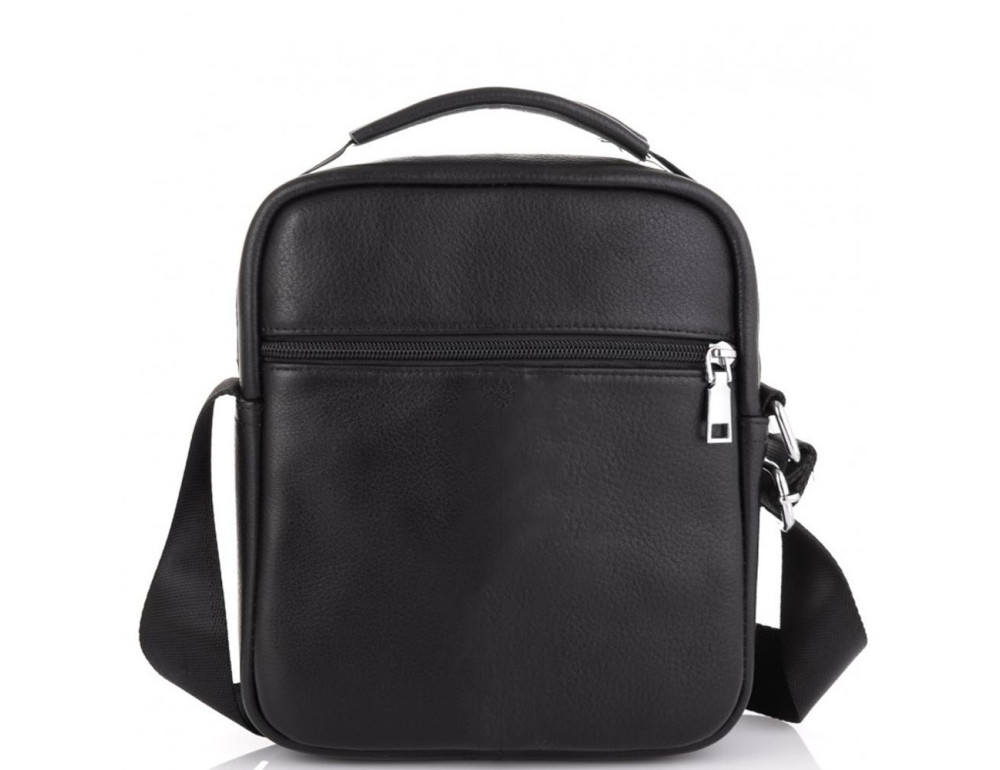 Мужская черная кожаная сумка через плечо Tiding Bag NM23-6013A - Фото № 4