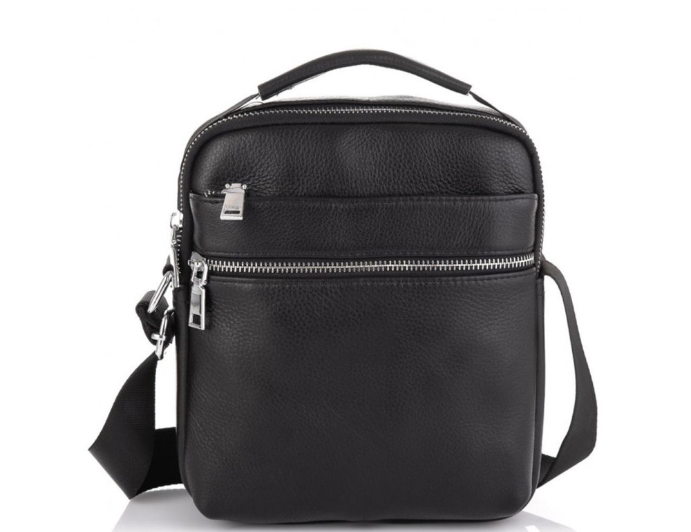 Мужская черная кожаная сумка через плечо Tiding Bag NM23-6013A - Фото № 5