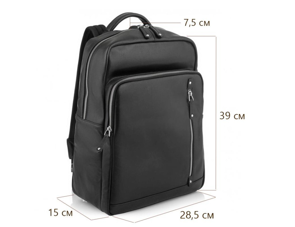 Стильный кожаный мужской рюкзак черного цвета Tiding Bag NM29-5073BA - Фото № 5