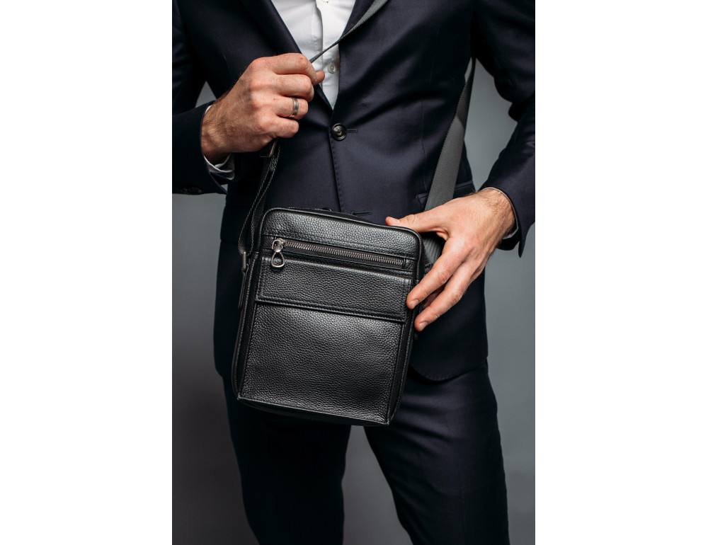 Чорна шкіряна сумка чоловіча Tiding Bag NM29-88079A - Фотографія № 2