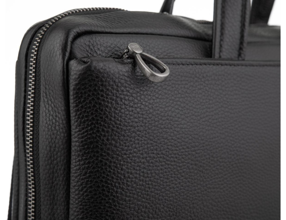 Сумка для ноутбука черная кожаная Tiding Bag NM29-88212-3A - Фото № 2